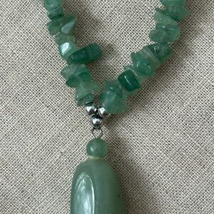 Green Aventurine Chip Bead Pendant Necklace - Women Jewelry
